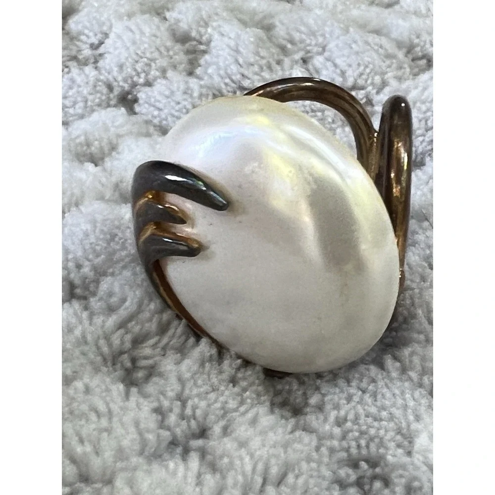 Vintage Pearl‎ Gold Scarf Ring